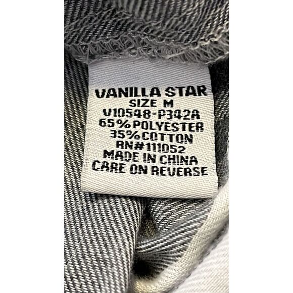 Vanilla Star Women's Medium Black Grey White Long Sleeve Button Down Shirt Top - Picture 8 of 10